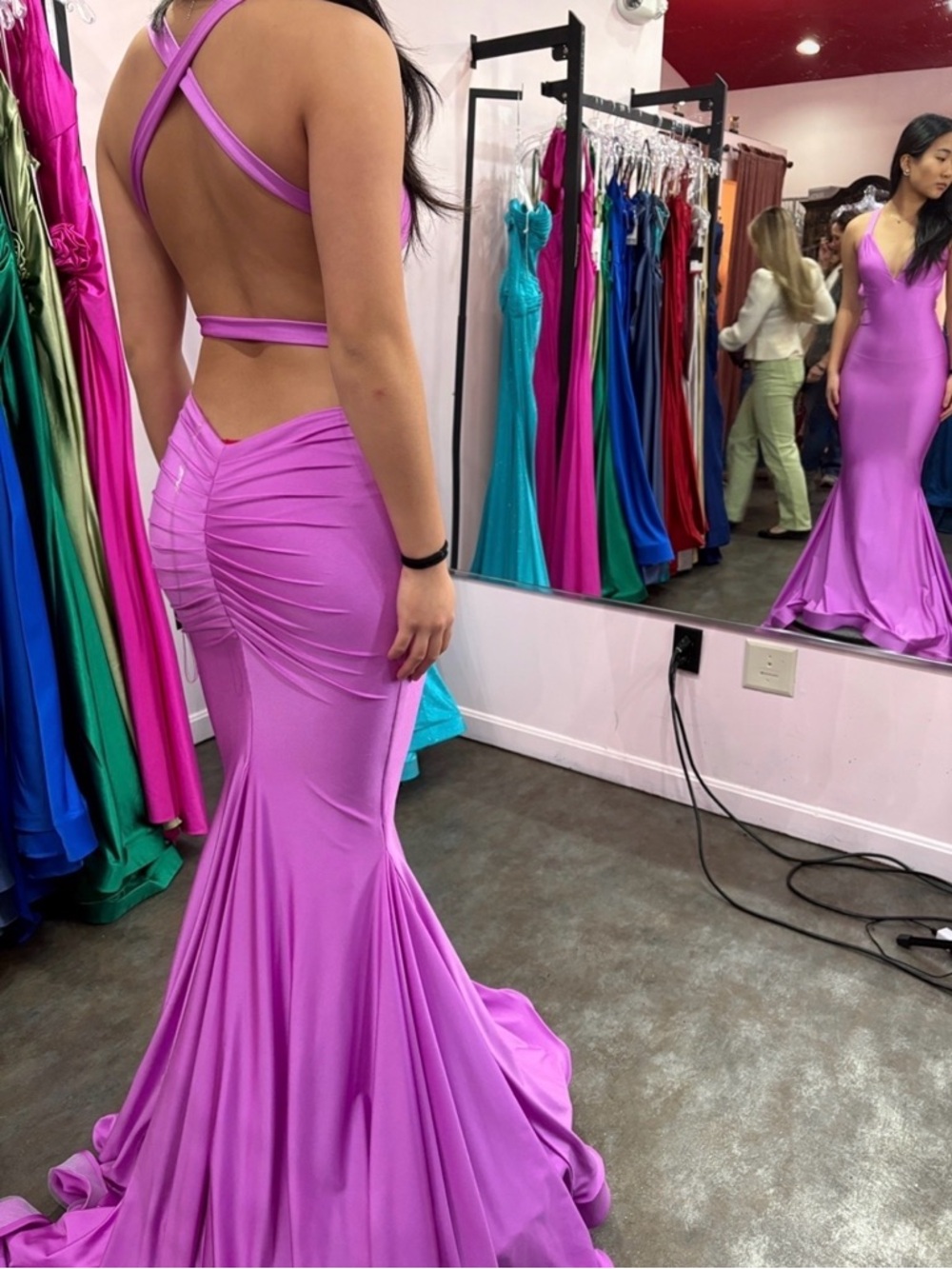 Backless Fuchsia Prom Dress